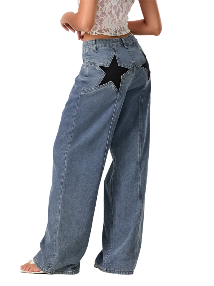 STELLA | Jeans Donna a Gamba Larga con Stelle
