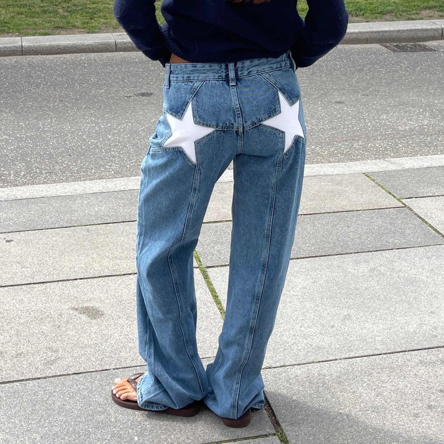 STELLA | Jeans Donna a Gamba Larga con Stelle