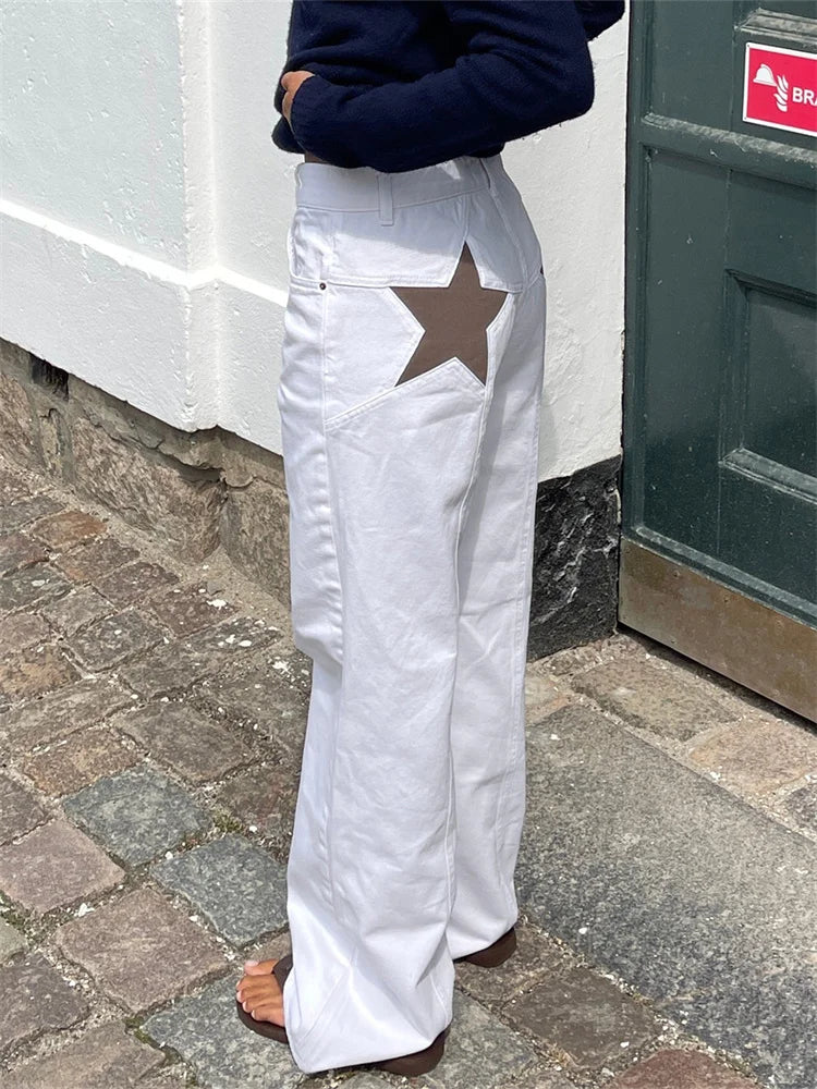 STELLA | Jeans Donna a Gamba Larga con Stelle