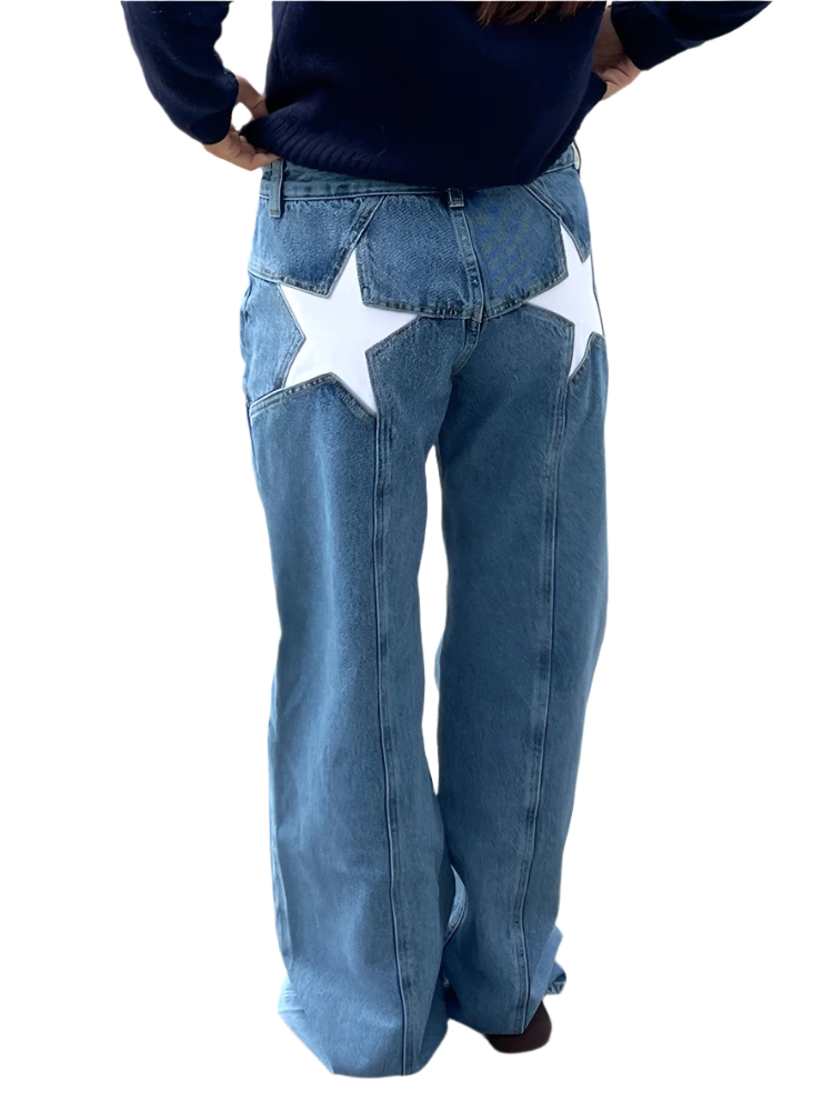 STELLA | Jeans Donna a Gamba Larga con Stelle