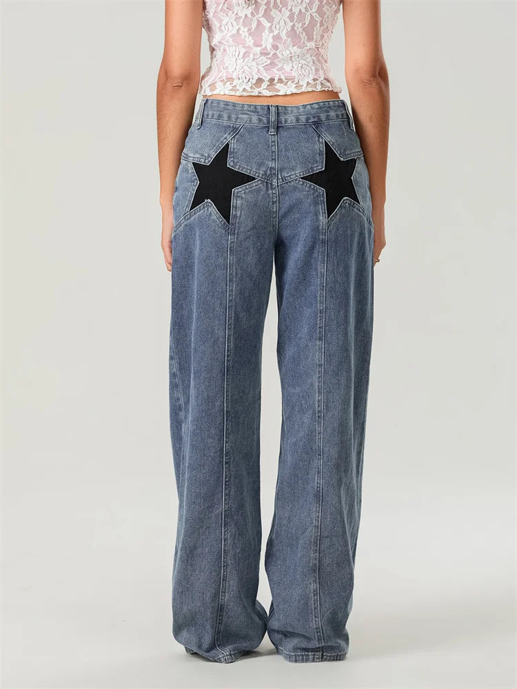 STELLA | Jeans Donna a Gamba Larga con Stelle