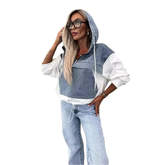BEATRICE | Maglia Denim Cappuccio