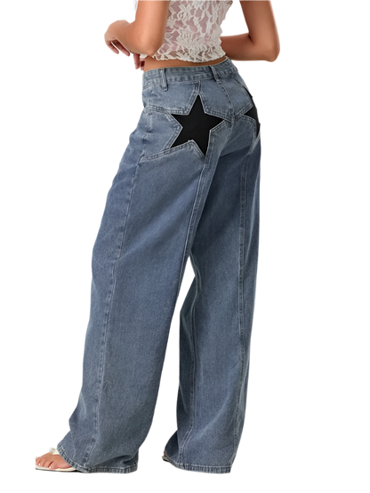 STELLA | Jeans Donna a Gamba Larga con Stelle