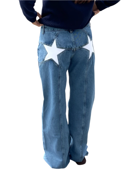 STELLA | Jeans Donna a Gamba Larga con Stelle