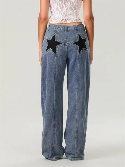 STELLA | Jeans Donna a Gamba Larga con Stelle